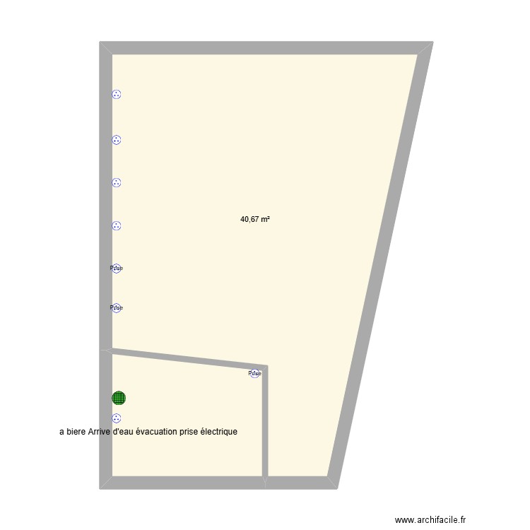 cave. Plan de 2 pièces et 48 m2