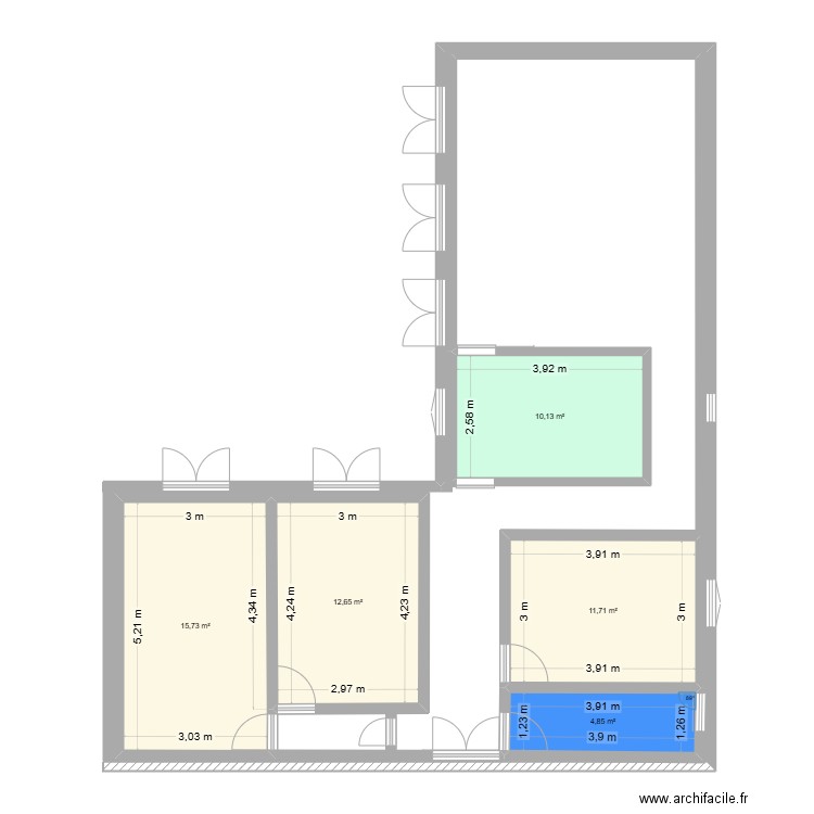 plan maison V1. Plan de 5 pièces et 55 m2