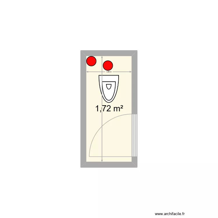 WC Radiason. Plan de 1  et 2 m²