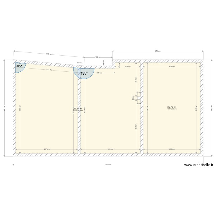 didou. Plan de 2 pièces et 79 m2