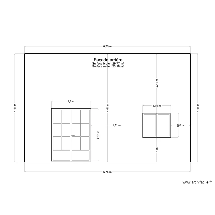 facade arriere. Plan de 