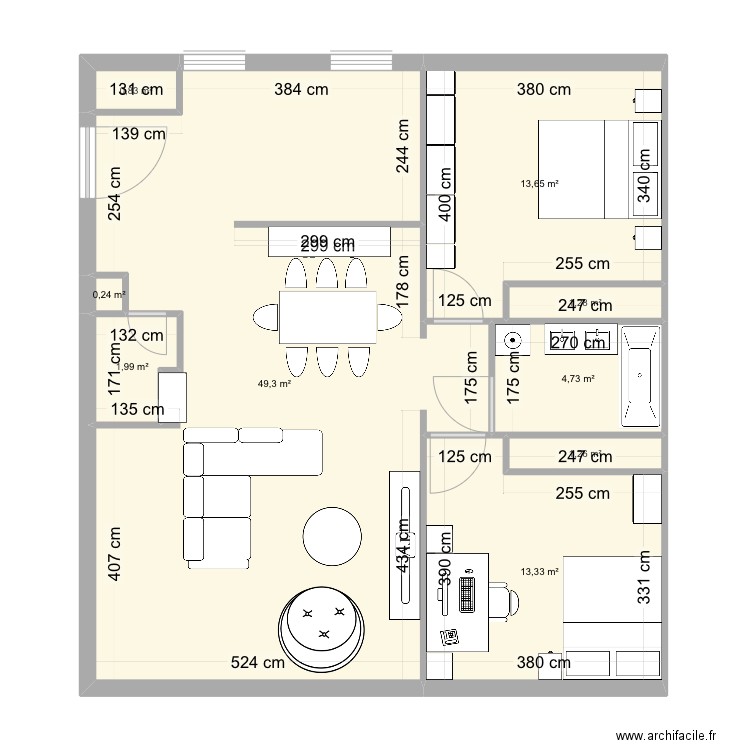 appartement école. Plan de 9 pièces et 87 m2