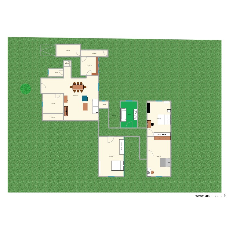 maisn. Plan de 13 pièces et 116 m2