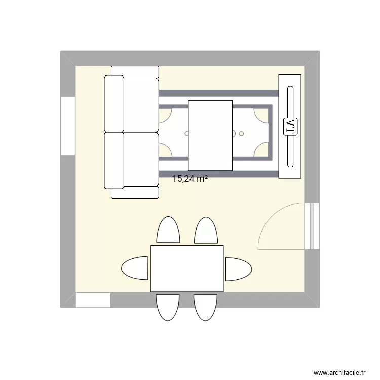 Salon 15m2. Plan de 
