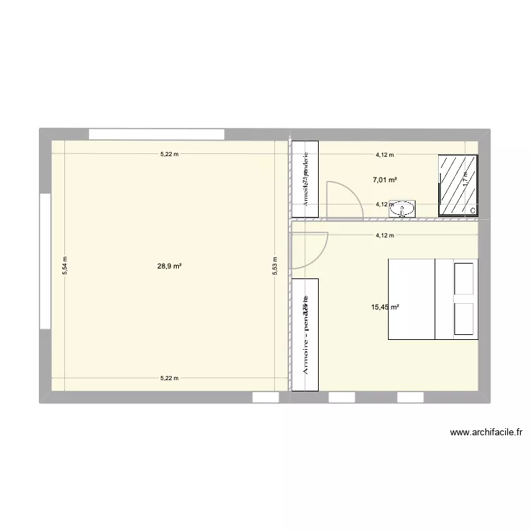 EXTENSION QUAIX. Plan de 3  et 51 m²