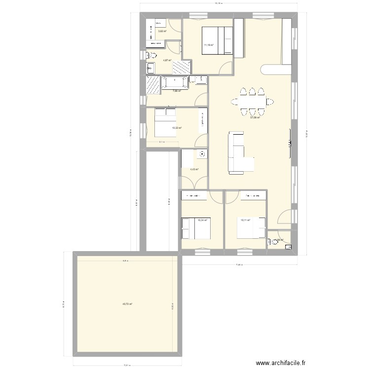 Maison 3. Plan de 11 pièces et 163 m2