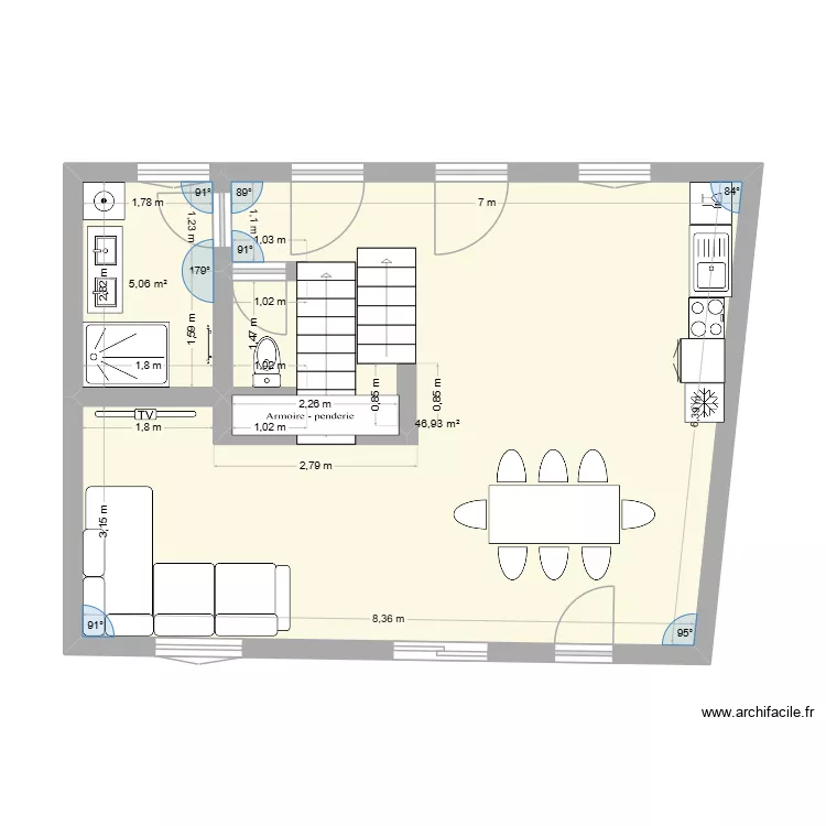 rdc2. Plan de 2  et 52 m²