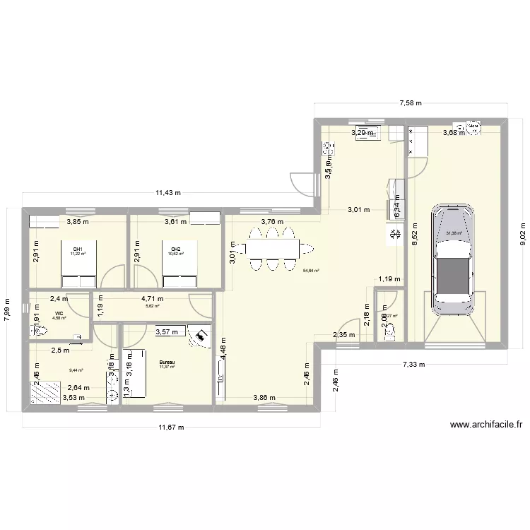 maison prevue. Plan de 