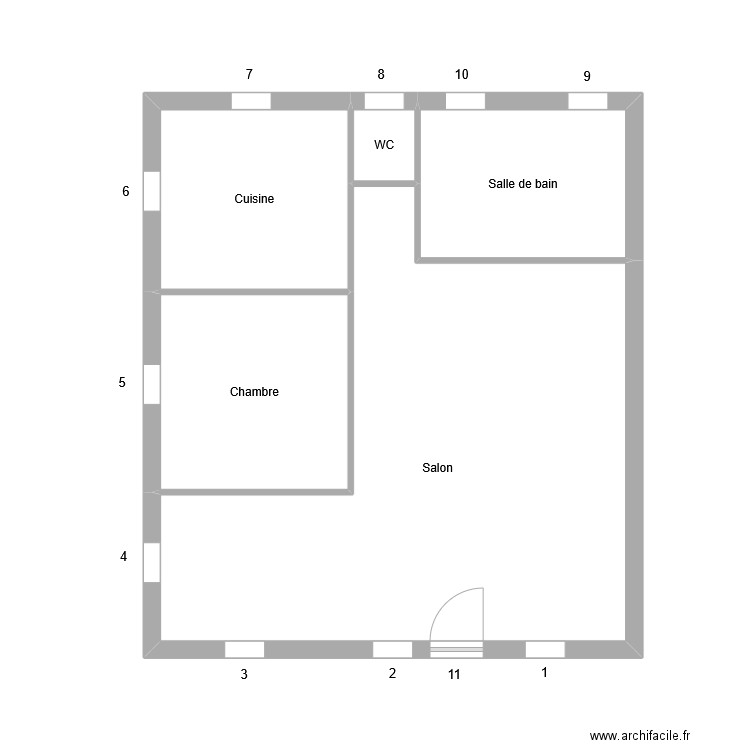 BONY Alain. Plan de 5 pièces et 55 m2