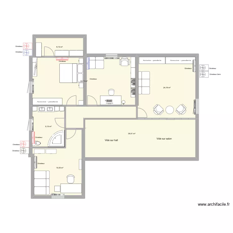 Niv 1 Lori double. Plan de 6 et 129 m² Niv 1 Lori double. Plan de 6 et 129 m²