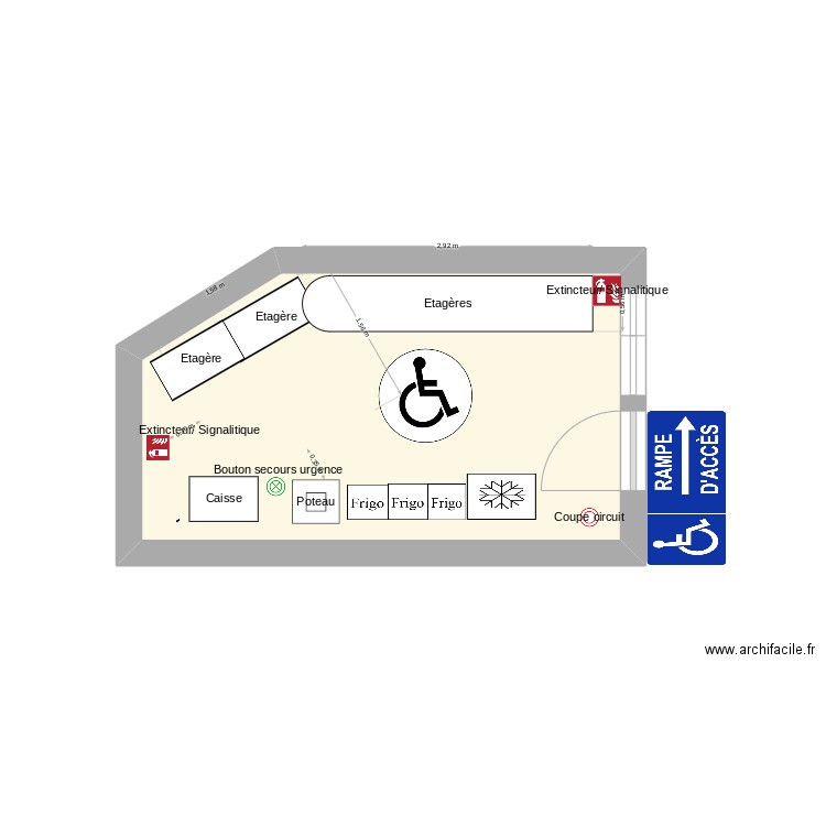 signalitique. Plan de 1 pièce et 12 m2