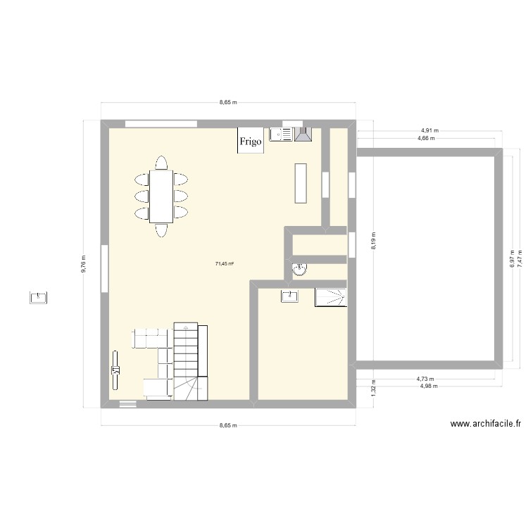 Maison Doubs. Plan de 1 pièce et 71 m2