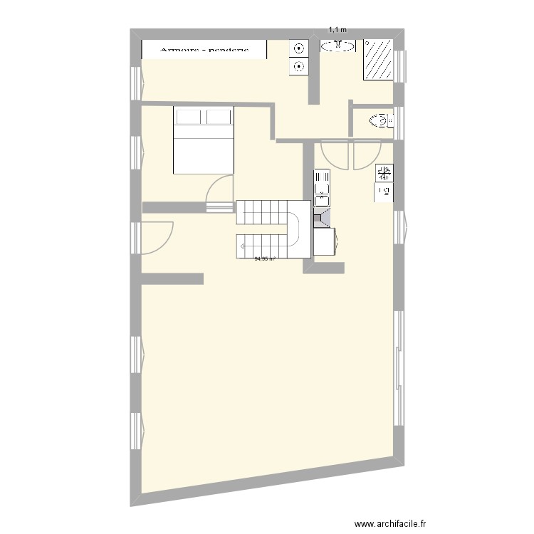 Quievy. Plan de 1 pièce et 95 m2