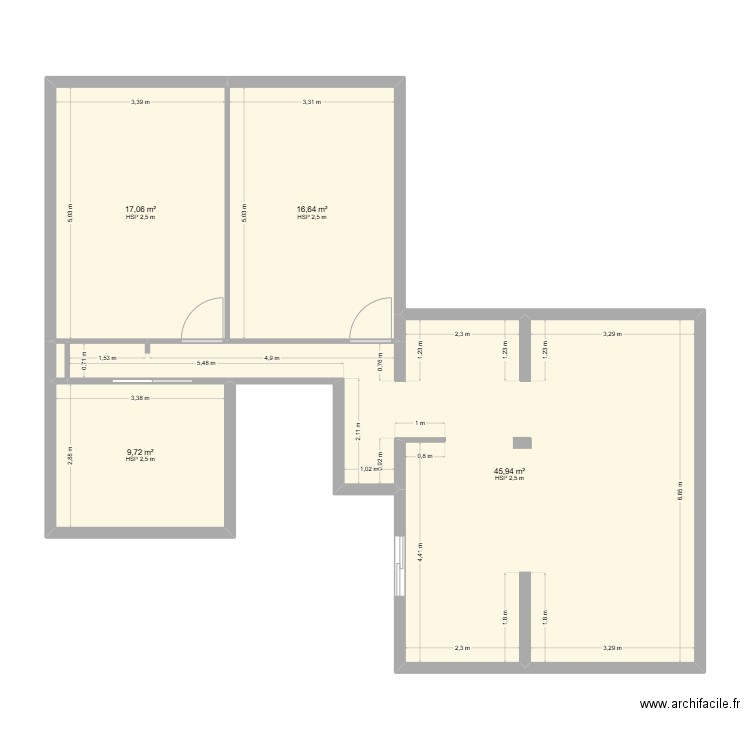 Plan Auré. Plan de 5 pièces et 90 m2
