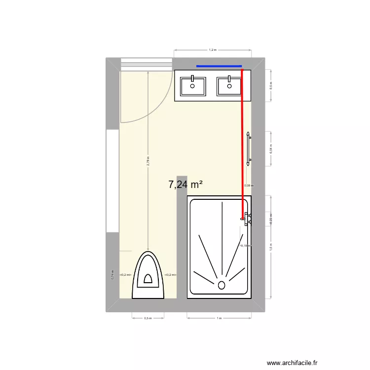 sdb. Plan de 1 et 7 m² sdb. Plan de 1 et 7 m²
