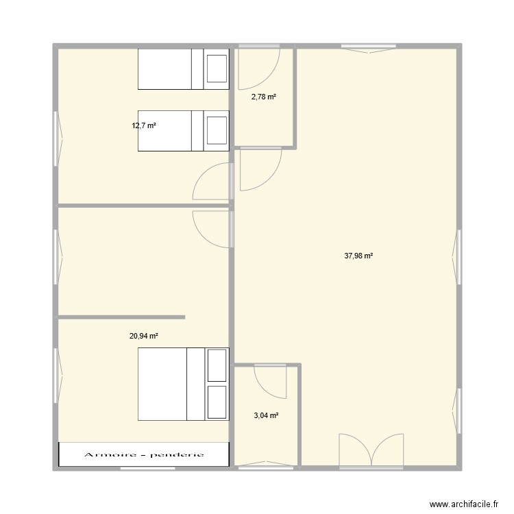 1et. Plan de 5 pièces et 77 m2