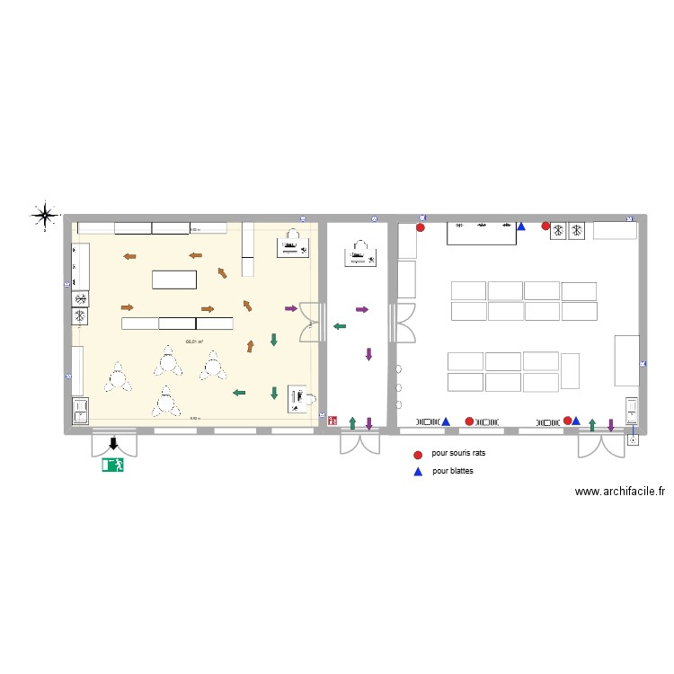 nouveaux locaux plan nuisibles. Plan de 1 pièce et 66 m2