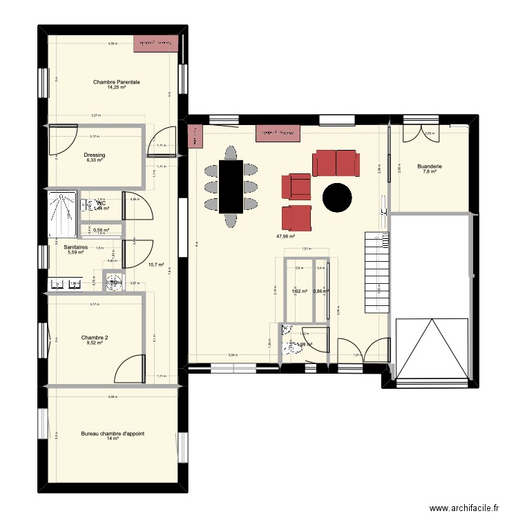 mon rêve 2. Plan de 14 pièces et 123 m2