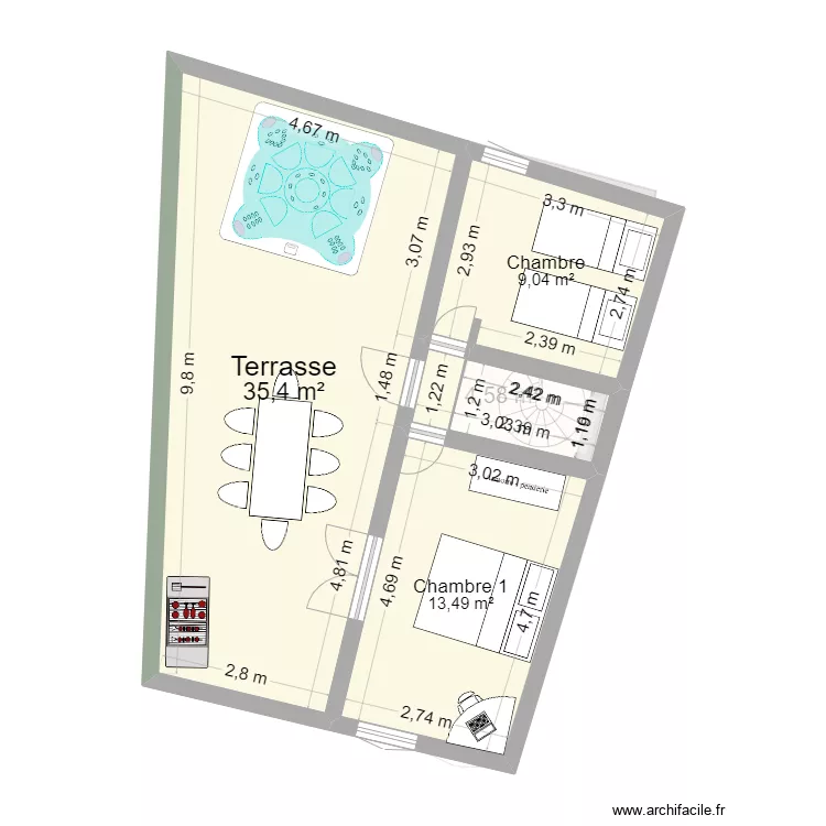 Maison P&eacute;mign&eacute; APRES. Plan de 