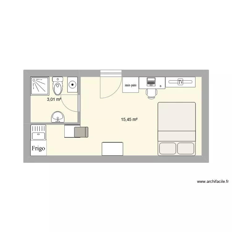 studio etudiant. Plan de 2 Pièces et 18 m² studio etudiant. Plan de 2 Pièces et 18 m²