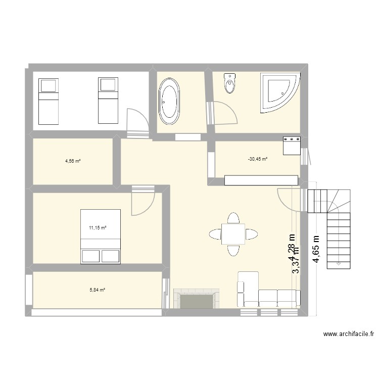 selim. Plan de 4 pièces et 25 m2