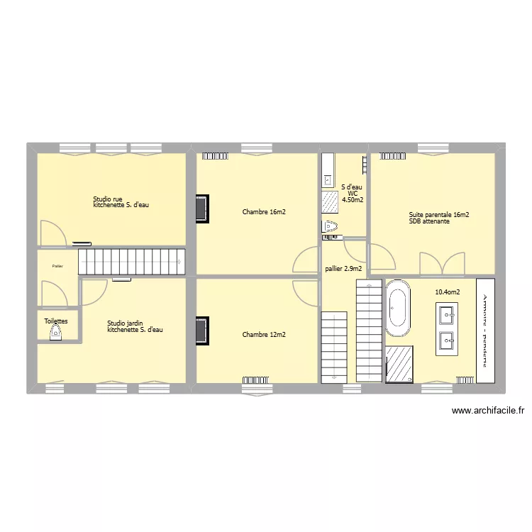 Maison Pajaudière R+1)). Plan de 4 et 99 m² Maison Pajaudière R+1)). Plan de 4 et 99 m²