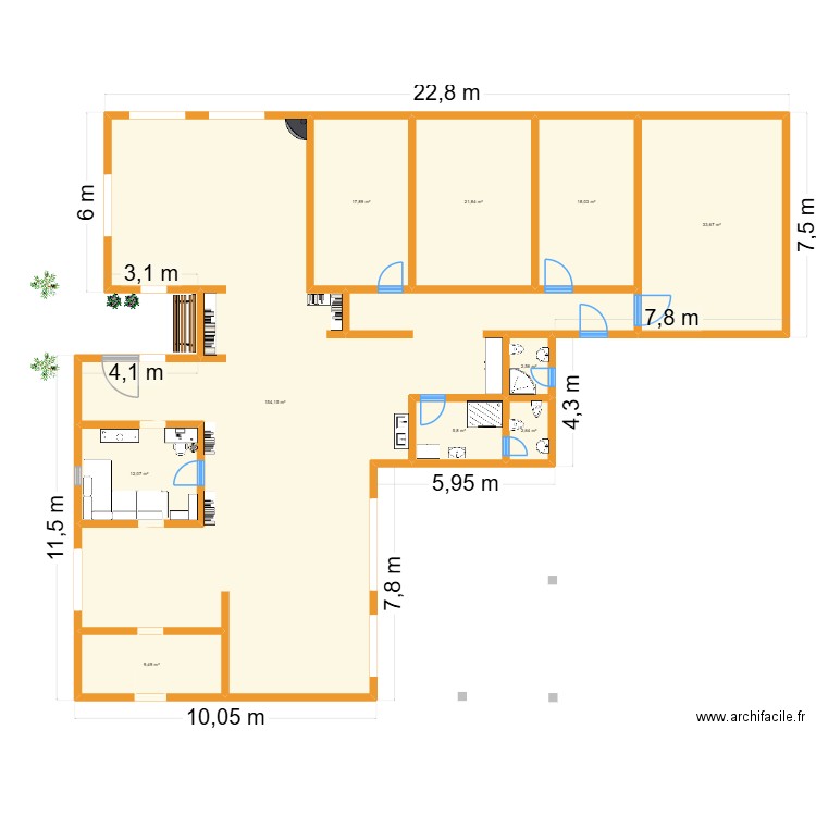 PLANCORTAL KA-v2. Plan de 10 pièces et 278 m2