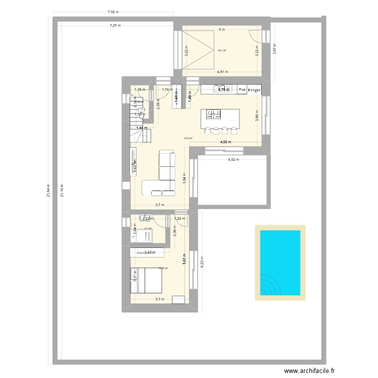974. Plan de 5 pièces et 81 m2