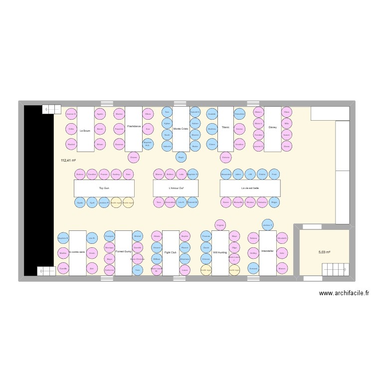 anniv 18 ans. Plan de 2 pièces et 117 m2