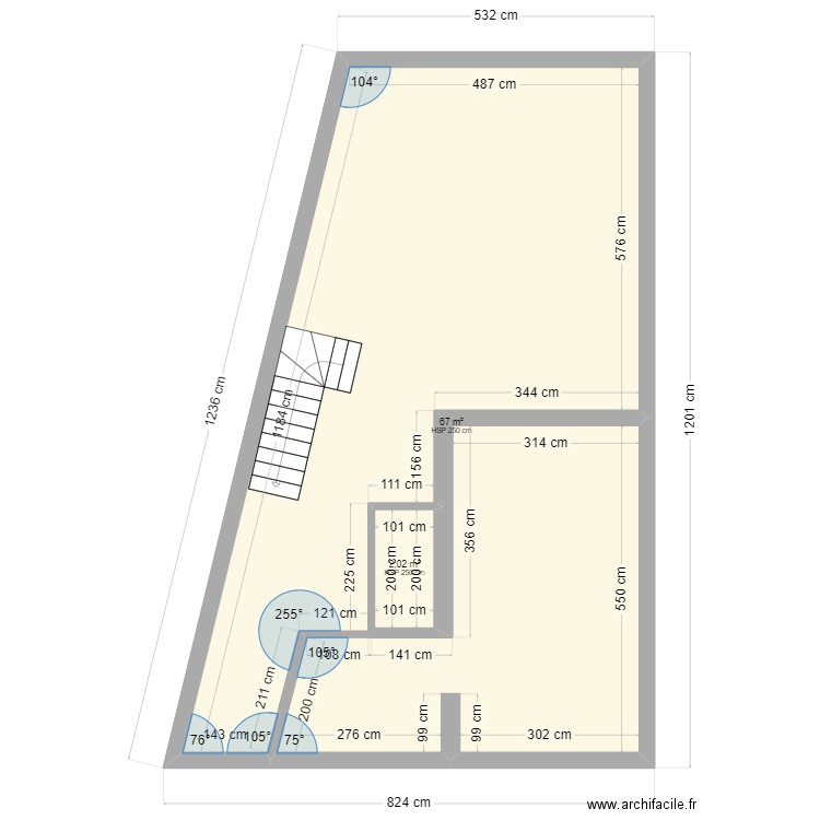 RENOVATION MAISON N°2. Plan de 2 pièces et 69 m2