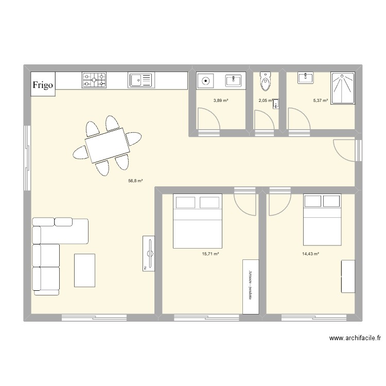Maison 110m2 Montauroux. Plan de 6 pièces et 98 m2