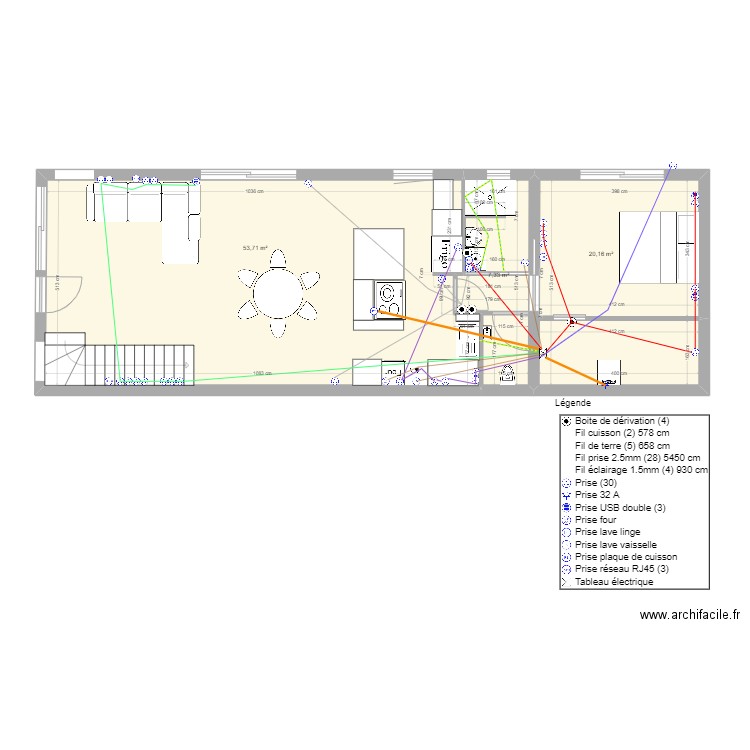 Villa 3 rdc PC. Plan de 3 pièces et 81 m2