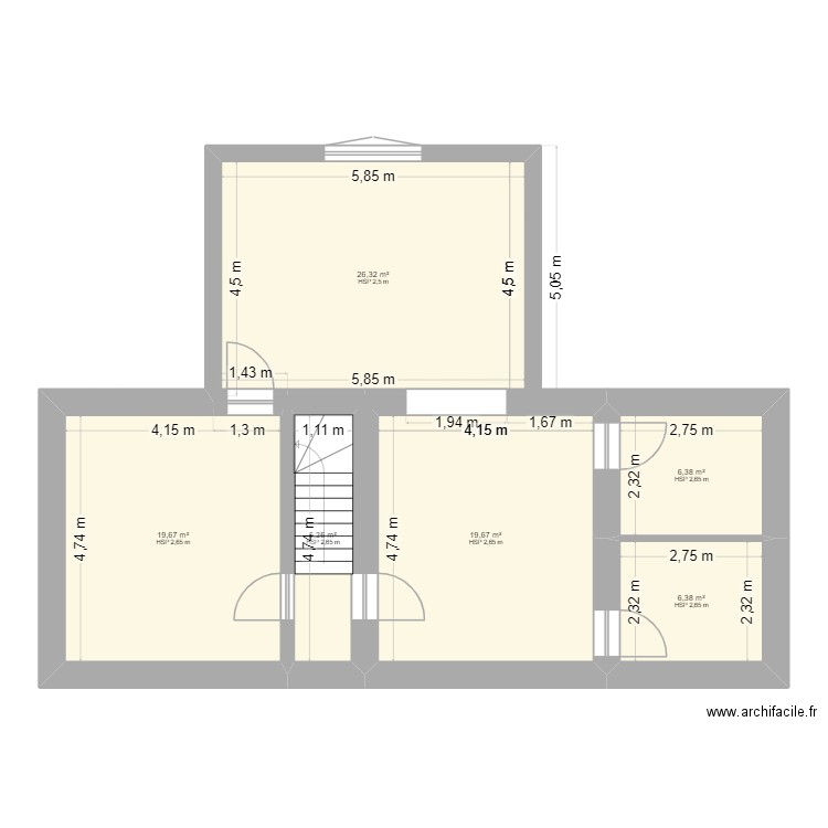 maison ferme 2. Plan de 6 pièces et 84 m2