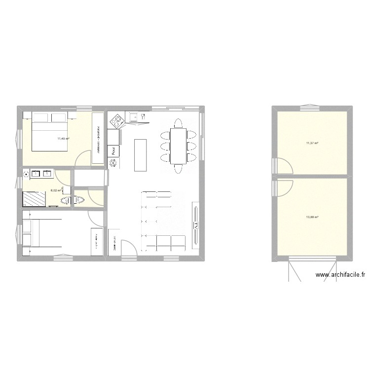 future maison. Plan de 5 pièces et 82 m2