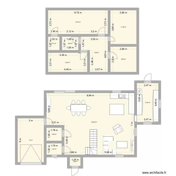maison sans dependace. Plan de 13 pièces et 158 m²