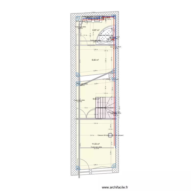RDC Fécamp 55 plomb-canalis. Plan de 4 Pièces et 34 m² RDC Fécamp 55 plomb-canalis. Plan de 4 Pièces et 34 m²