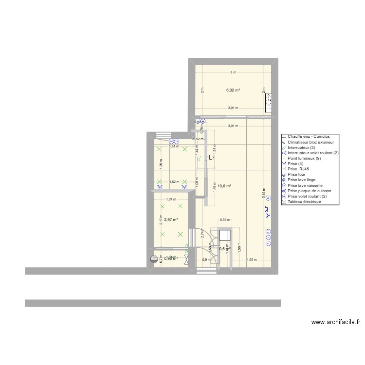Studio Arena 2. Plan de 5 pièces et 30 m2