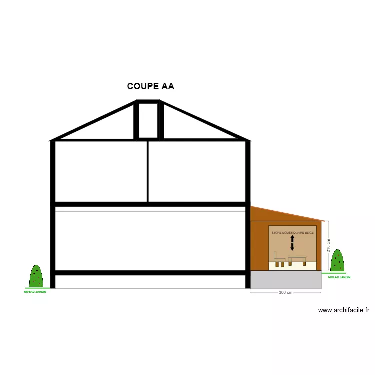 COUPE AA - APRES TRAVAUX. Plan de 