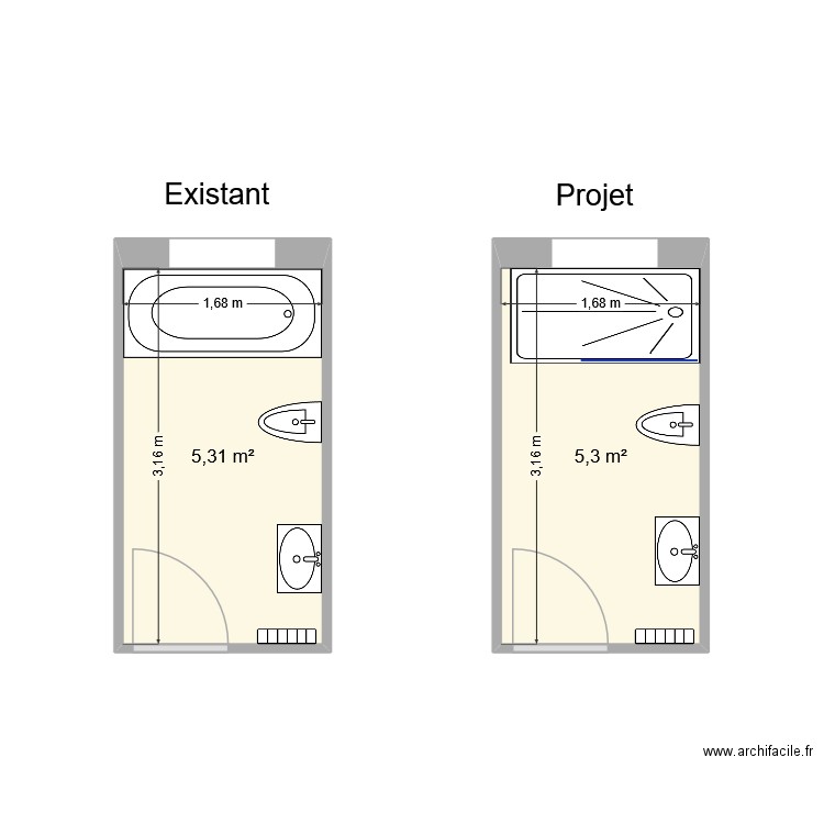 Grenier Georges. Plan de 2 pièces et 11 m2