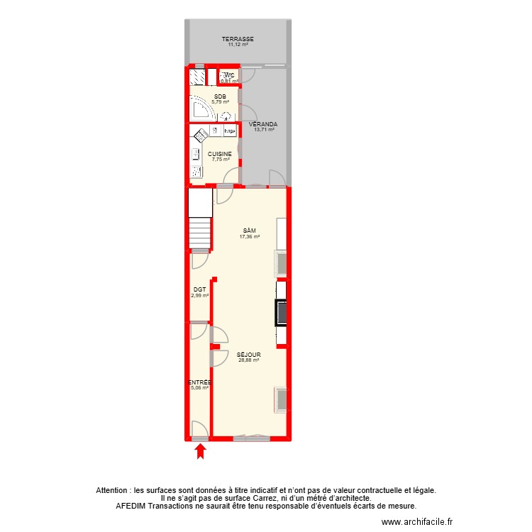 BI 30077. Plan de 27 pièces et 182 m2
