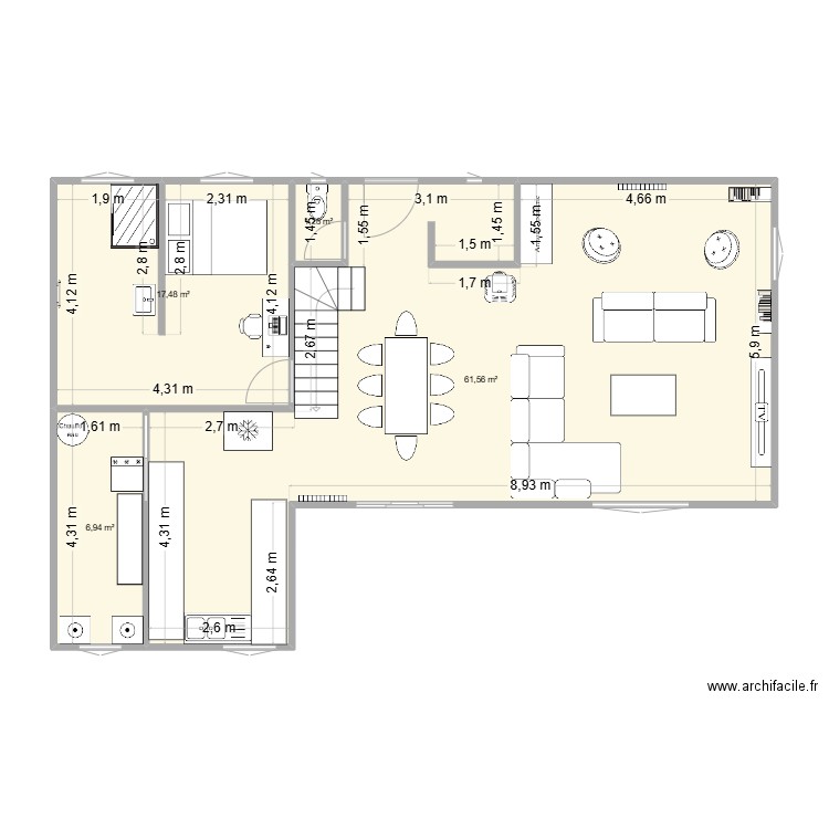 C'est pas mal !. Plan de 4 pièces et 87 m2