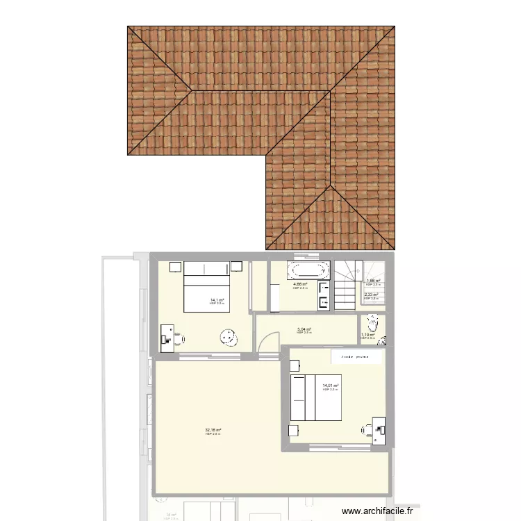 RDC1.1 BIS. Plan de 17  et 187 m²