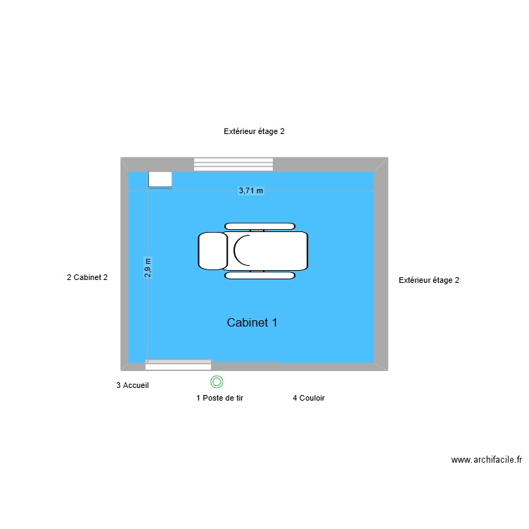 10462 Cabinet 1. Plan de 1 pièce et 11 m2