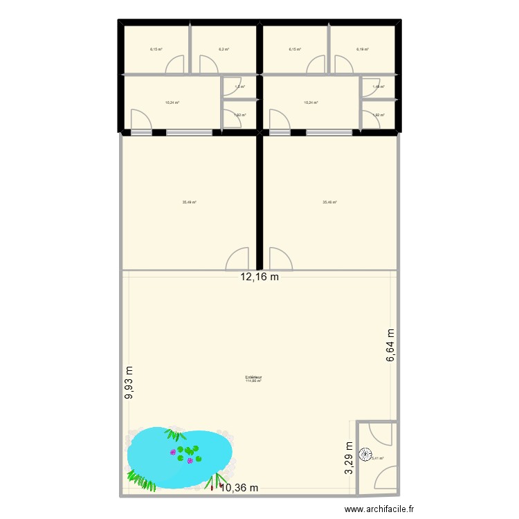 RELAIS. Plan de 14 pièces et 243 m2