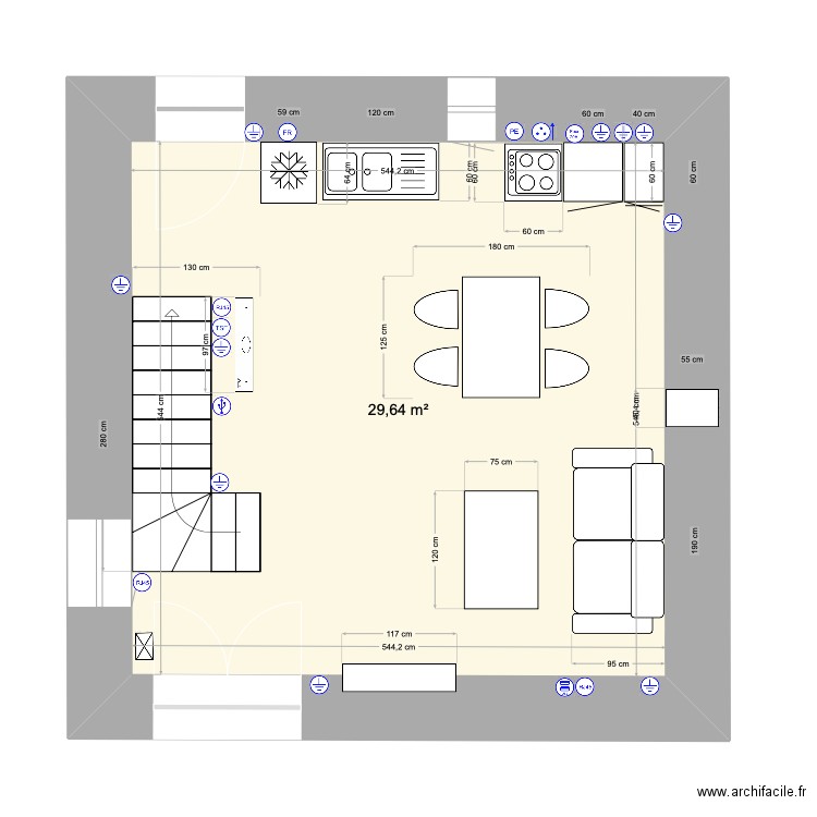 schéma prise électrique RDC. Plan de 0 pièce et 0 m2