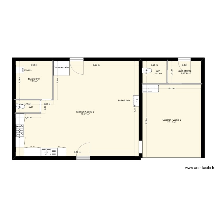 546 Vlaeminck Straete. Plan de 6 pièces et 88 m2