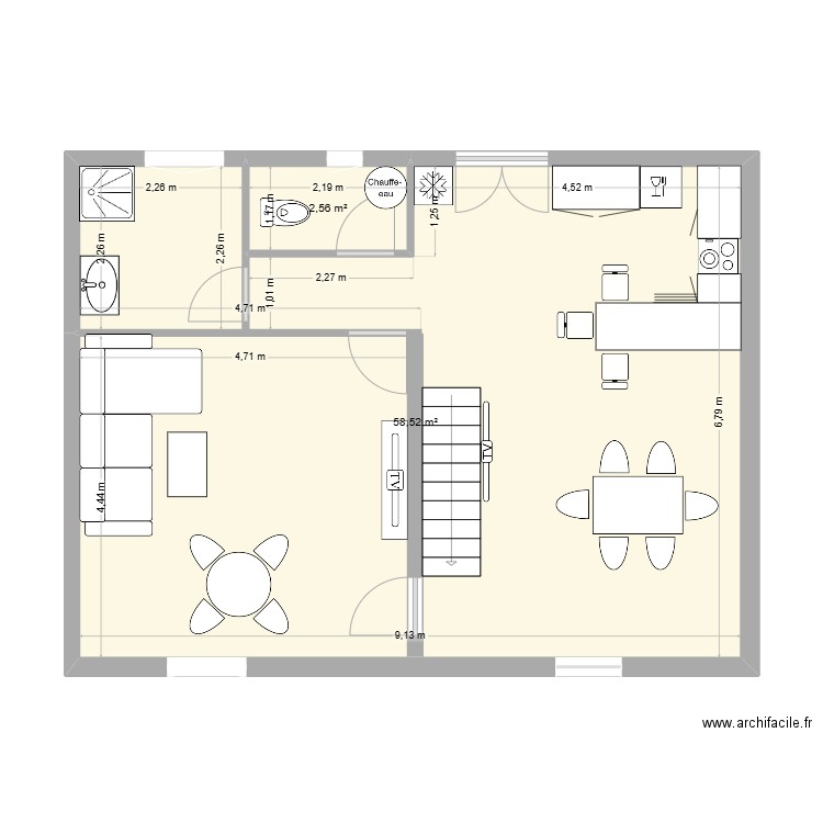 Plan 2. Plan de 2 pièces et 61 m2