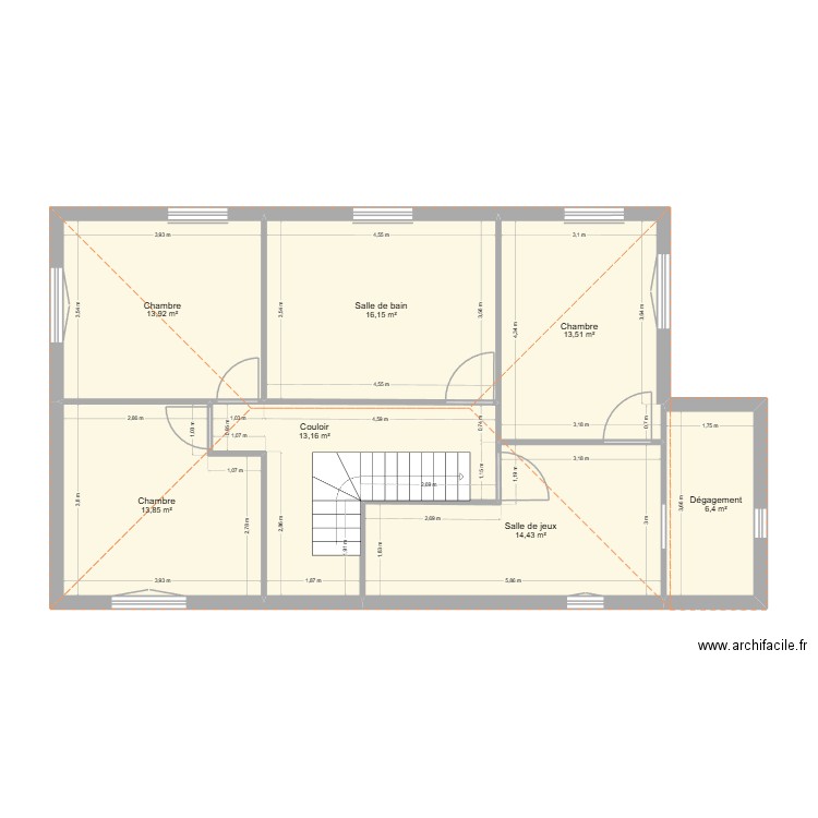 Maison St Gilles - Étage. Plan de 7 pièces et 91 m2