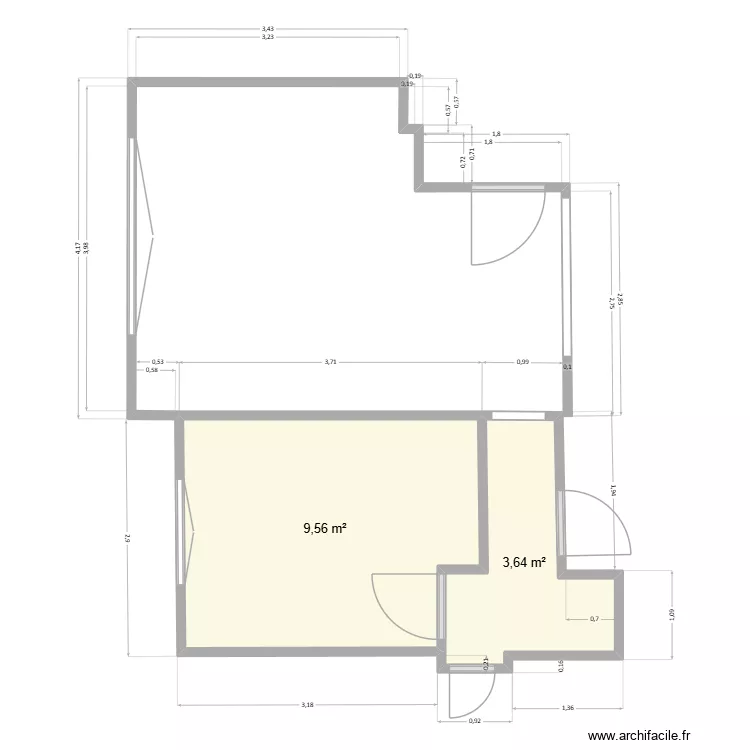 BUREAU 01. Plan de 2 et 13 m² BUREAU 01. Plan de 2 et 13 m²