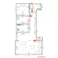 plan sdb agrandie avec douche 140x90